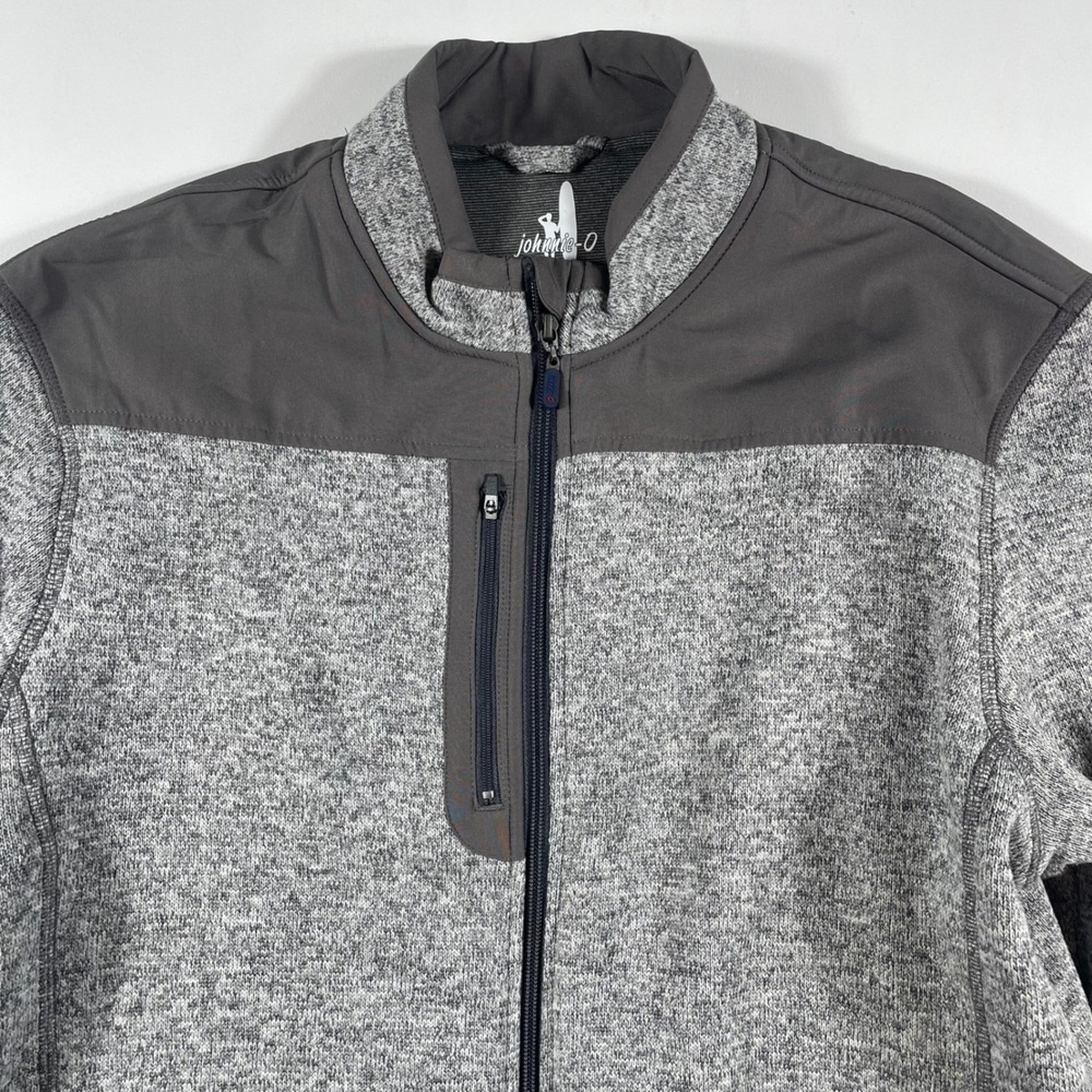 Johnnie-O Full Zip Jacket Mens Large Marled Knit Performance Fleece Gray